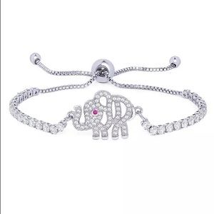 Elephant Adjustable Bracelet in Fine Silver Plate